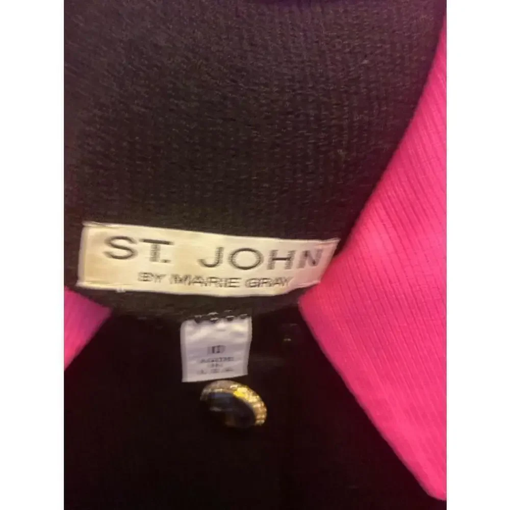 Women's St. John Black and Pink Blazer Size 10 - Picture 2 of 7